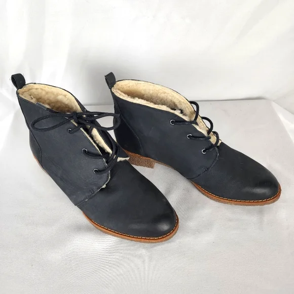 NEW Rebecca Minkoff Persys Shearling Lace-Up Boot Women's 6 Petrol Green Black - Picture 1 of 12